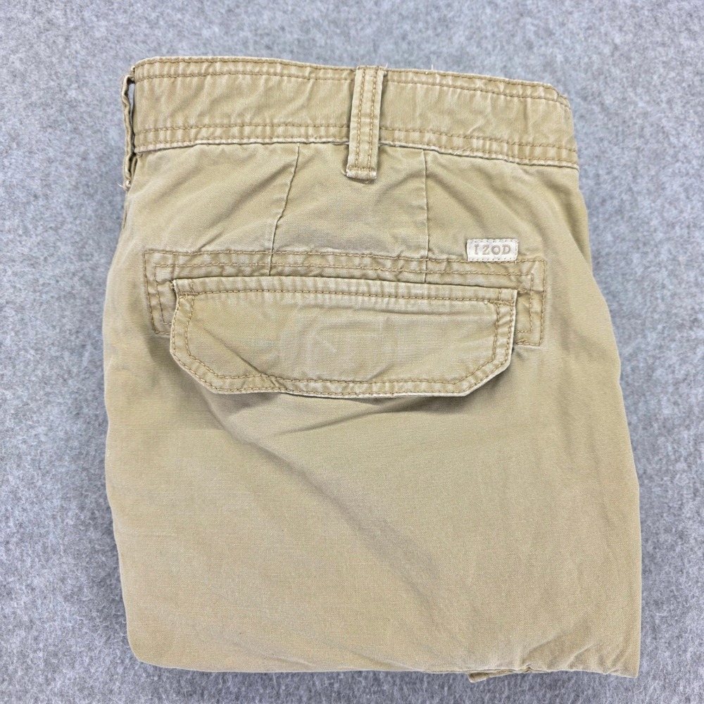 IZOD Cargo Shorts Men's Size 38 Khaki Tan Cotton Casual Outdoor Pocket Shorts